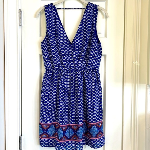 One Clothing Los Angeles Cobalt Blue V Neck Mini Dress sz.Medium - Picture 1 of 8